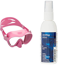 Cressi F1 Mask Máscara Monocristal Tecnología Frameless, Unisex, Rosa + Premium Anti Fog Antivaho Spray para Máscara De Buceo/Gafas De Natación, 60 Ml características