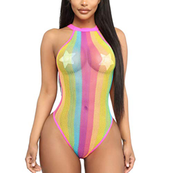 HULKY Bañadores de Mujer Sexy Bañador Natacion Mujer Bañador Entero Malla Arcoiris Lenceria Erótica Mujer Ropa Interior Mujer Sexy Conjuntos Mono Lenc en oferta