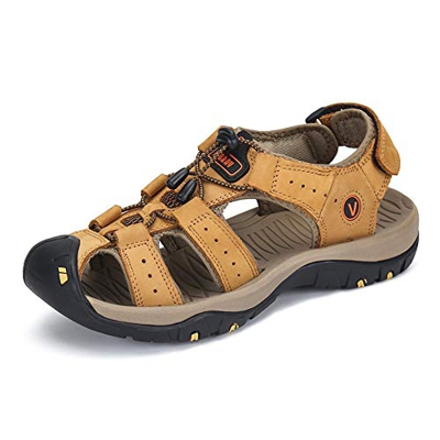 Sandalias Hombre Sandalia de Senderismo Plataforma Calzados Deportivas Suede Slipper Amarillo 44