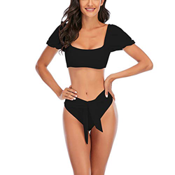 Meioro Mujer Trajes de Baño Bikini Conjunto Sexy Push Up Traje de Baño de Nudo Manga de Soplo Bikinis de Playa Acolchado Bañador Brasileño Verano Swim características