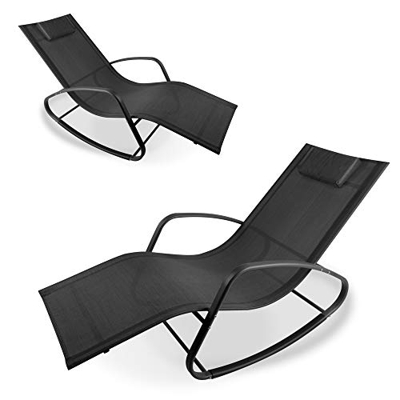 WeCooper Silla mecedora de gravedad cero, tumbona de patio para interior y exterior, silla ondulada para patio y patio, reposacabezas extraíble, color