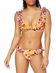 Iris & Lilly Am10am11 Conjunto de Bikini, Amarillo Mostaza, Floral Tropical, 46 en oferta