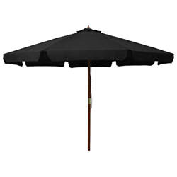 FAMIROSA Sombrilla de jardín con Palo de Madera Negro 330 cm -8,94KG precio