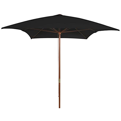 FAMIROSA Sombrilla de jardín con Palo de Madera Negra 200x300 cm -7KG