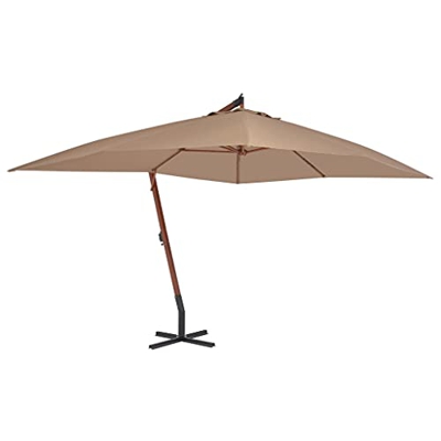 FAMIROSA Sombrilla voladiza Poste de Madera 400x300 cm Gris topo-26,35KG