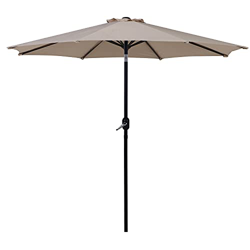 Grand patio Sombrilla de Patio, Parasol Ø 270cm, Funcionamiento del Elevador de Manivela, Protección Sombrilla para Jardín, Piscina, Exterior, UV UPF  en oferta