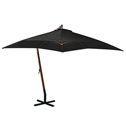 FAMIROSA Sombrilla Colgante con Palo Madera Maciza de Abeto Negro 3x3 m-24,2KG características