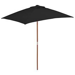 FAMIROSA Sombrilla de jardín con Palo de Madera Negra 150x200 cm-4,5KG en oferta