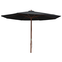 FAMIROSA Sombrilla de jardín con Palo de Madera Negro 350 cm -9,3KG en oferta