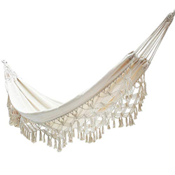 JIANDW Hamaca Boho para 2 personas, doble hamaca de lujo, hamaca para jardín interior al aire libre hecho a mano con borlas precio
