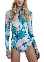 Mujer Surf Ropa Una Pieza Traje de Baño Manga Larga Protección Solar Impresión Bañador Playa Acolchados Rashguard para Surf Playa Ropa de Natación Pus características
