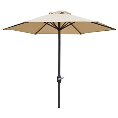 AWJ - Sombrillas de jardín para exteriores, paraguas de mesa de 6 pies con manivela de 6 varillas de hierro, paraguas de mercado para piscina, playa, 