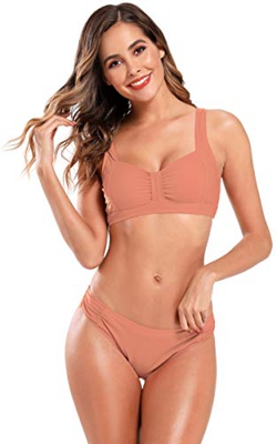 SHEKINI Mujer Split Bikini Sexy Traje de Baño Chaleco Elegante Nudo Delantero