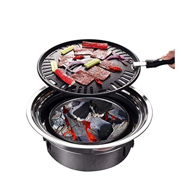 Primst Parrilla de carbón multifuncional para barbacoa, hogar coreano barbacoa, estufa portátil para camping, parrilla de mesa ahumadora