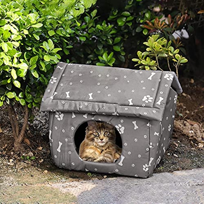 36 x 33 x 30 cm. Caseta para perros al aire libre. Techo desmontable, nido semicerrado para mascotas. Refugio de tela Oxford impermeable para mascotas