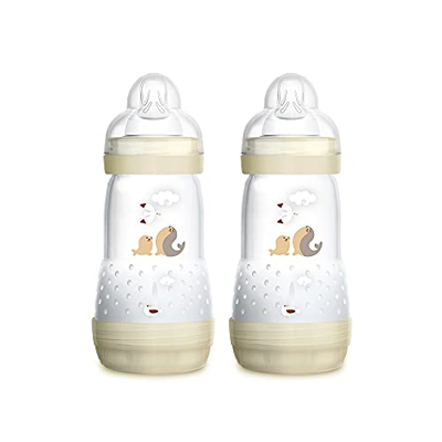 MAM Biberón Easy Start Anti-Colic A139 - Biberón Anticólicos Patentado con Tetina de Silicona Skinsofttm Ultra Suave, Bebés a Partir de 2 Meses, 2 Uni