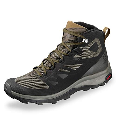 Salomon Outline Mid Gore-Tex (impermeable) Hombre Zapatos de trekking, Negro (Black/Beluga/Capers), 49 1/3 EU