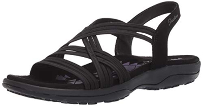 Skechers Reggae Slim Simply Stretch, Sandalia Mujer, Black, 39 EU