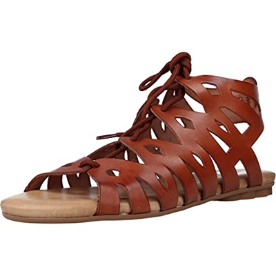 PORRONET - Sandalias Romanas Planas - Cuero para: Mujer Color: Cuero Talla: 38