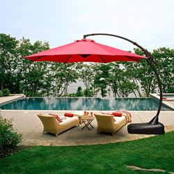 Grand patio Offset sombrilla para Patio, 11 pies, Curvada, de Aluminio, con Base, Color champán precio