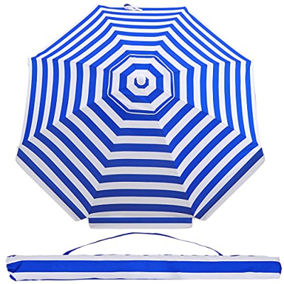 Sombrilla de playa de 200 cm con ancla de arena, paraguas de playa, portátil, inclinable, diseño de poste de aluminio, protege UV 50+ para jardín, pla