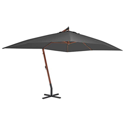 FAMIROSA Sombrilla Lateral voladiza con Poste de Madera 400x300 cm gris-26,75KG características