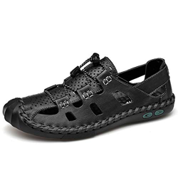 Sandalias Deportivas para Hombre Informales de Cuero con Punta Cerrada para Hombre, Zapatos de Verano Deportivos Ajustables para Pescadores al Aire Li en oferta