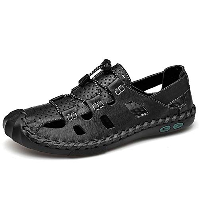 Sandalias Deportivas para Hombre Informales de Cuero con Punta Cerrada para Hombre, Zapatos de Verano Deportivos Ajustables para Pescadores al Aire Li