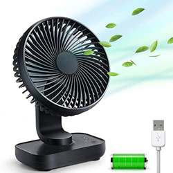 YEAHTOP Mini Ventilador Silencioso USB, 4000mAh Recargable, Ventilador de Mesa Potente con 4 Velocidades, Ventilador de Sobremesa de 5 Pulgadas con Lu precio