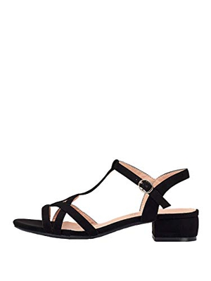 Marypaz, Sandalia plana básica moda verano para Mujer Negro 41 EU