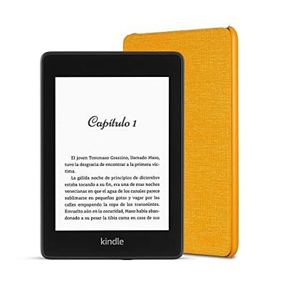 Kindle Paperwhite, 8 GB, con publicidad + Funda Amazon de tela que protege del agua (Amarillo)