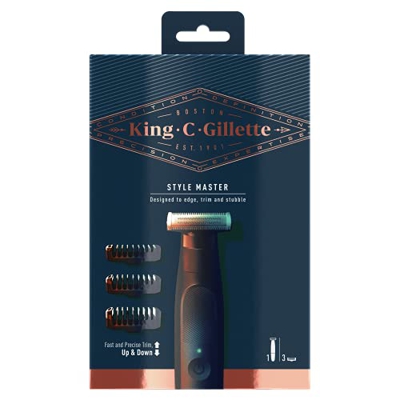 King C. Gillette Style Master Recortadora Para Barba Incipiente Sin Cable Para Hombre Con Hoja 4D