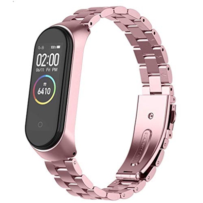 CNBOY Correa para Xiaomi Mi Band 3/Mi Band 4, Bandas de reemplazo de Pulsera de Piel de Cuero para Hombres Mujeres (Rosa Rosa)