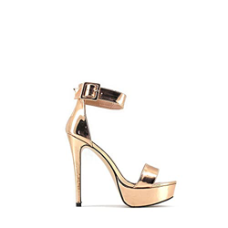 Modelisa - Sandalia Tacón Fino Hebilla Al Tobillo Mujer (Champan, Numeric_39) precio