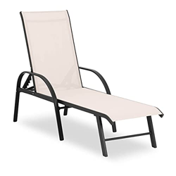 Uniprodo Tumbona para Jardín o Piscina Uni_SUNBED_09 (Estructura de Aluminio, Respaldo Regulable, Beis, Capacidad de Carga: 160 kg) en oferta