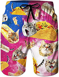 Rave on Friday 3D Impresión Pantalones Cortos de Playa de Hombre Gato Pizza Gráfico Secado Rápido Playa Shorts M precio