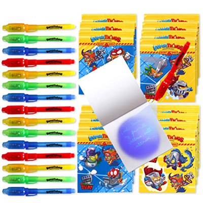 BONNYCO SuperThings Secret Spies - Detalles Cumpleaños Niños, Boligrafo Tinta Invisible y Libreta Pack x 16 | Regalos Cumpleaños Niños Colegio, Detall