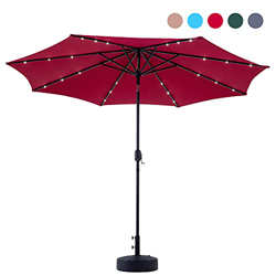 VONLUCE 300CM Sombrilla de Jardín con Luz LED de Energía Solar Parasol de Jardín con 8 Varillas de Acero Sombrilla de Terreza con Protección UV para P precio