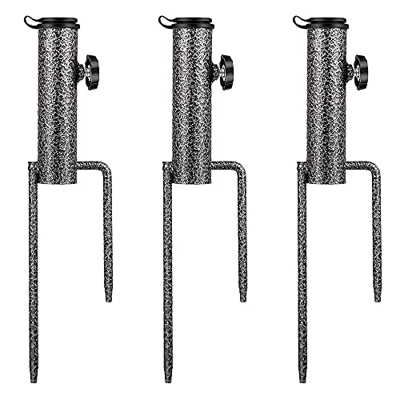Kaxofang 3 Piezas Sombrilla de Patio, Soporte de Ancla de Acero, Sombrilla de Playa, Base MetáLica, Soporte para Barrena de CéSped, Soporte de Tornill