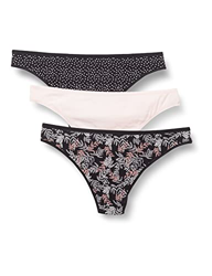 Iris & Lilly BELD004M3 Bikinis & Brasil, Negro/Rosa Pálido, Lunares/Estampado De Hojas De Palmera, 40, Pack de 3 precio