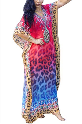 YouKD Vestido Bohemio Maxi de Verano Kaftan para Mujer Bikini de Playa Kimono Largo Talla única