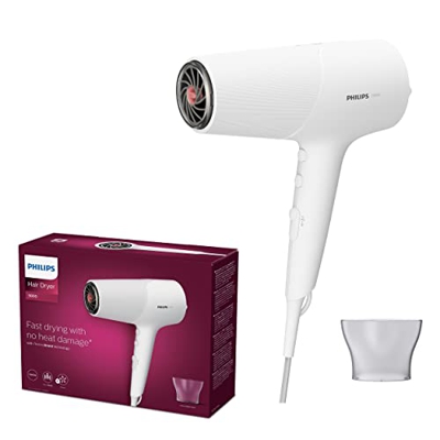 Secador de pelo de la serie 5000 de Philips con tecnología ThermoShield, 3 posiciones de calor y 2 de velocidad, potencia de secado de 2100 W, BHD500/