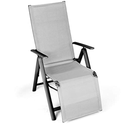Vanage Silla de Jardín, Camping, Terraza y Balcon, Silla con Reposapiés, Plegable, con o sin Acolchado en Negro o Gris en oferta