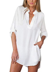 ZANZEA Camisas Mujer Sexy Casual Gasa Camisa Suelta Cuello V Manga Larga Blusa Tops Tallas Grandes Elegante Invierno Camiseta precio