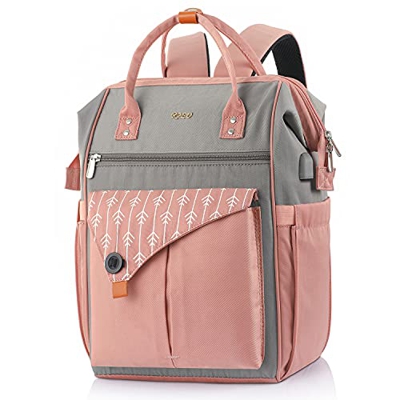 Mochila Mujer Antirrobo Impermeable, Multiusos Daypacks con Puerto de Carga USB, Mochila para portátil De 15.6 Pulgadas (H58-Pink)