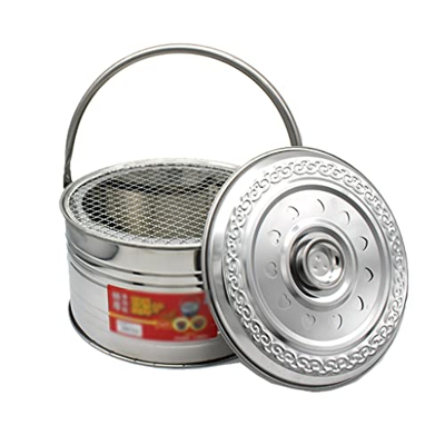 WANGF Estufa a La Parrilla de Carbón Brasero de Acero Inoxidable Extracto de Mano Calentador para Calentar/Asar/Cocinar 32 * 20 Cm Forro Extraíble Se 