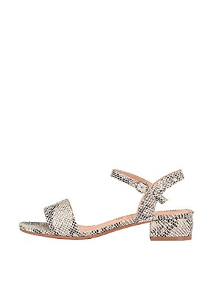 Marypaz, Sandalia plana básica diseño animal print serpiente moda verano para Mujer Beige 39 EU