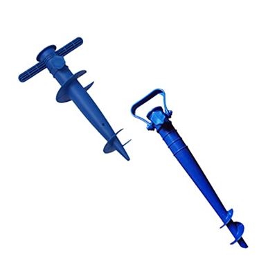 DOITOOL 2pcs Umbrella Sand Anchor Beach Umbrella Stake Resist Winds Umbrella Parasol Sand Auger Spike Holder Long Short Sand Peg Anchors