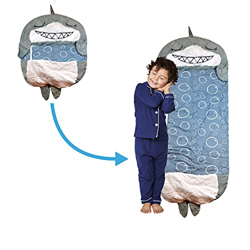 Saco de dormir 2 en 1 con diseño de tiburón, plegable, con almohada para niños, material suave y lavable a máquina, ideal como regalo para niños y niñ precio