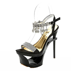 Zapatos de tacón de Plataforma con Punta Abierta para Mujer Sandalias de Verano Sexis de tacón Fino Tacones Altos con Correa de Hebilla Baja para Fies en oferta